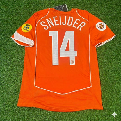 Netherlands EURO 2004 Wesley Sneijder Retro Home Football Jersey front view