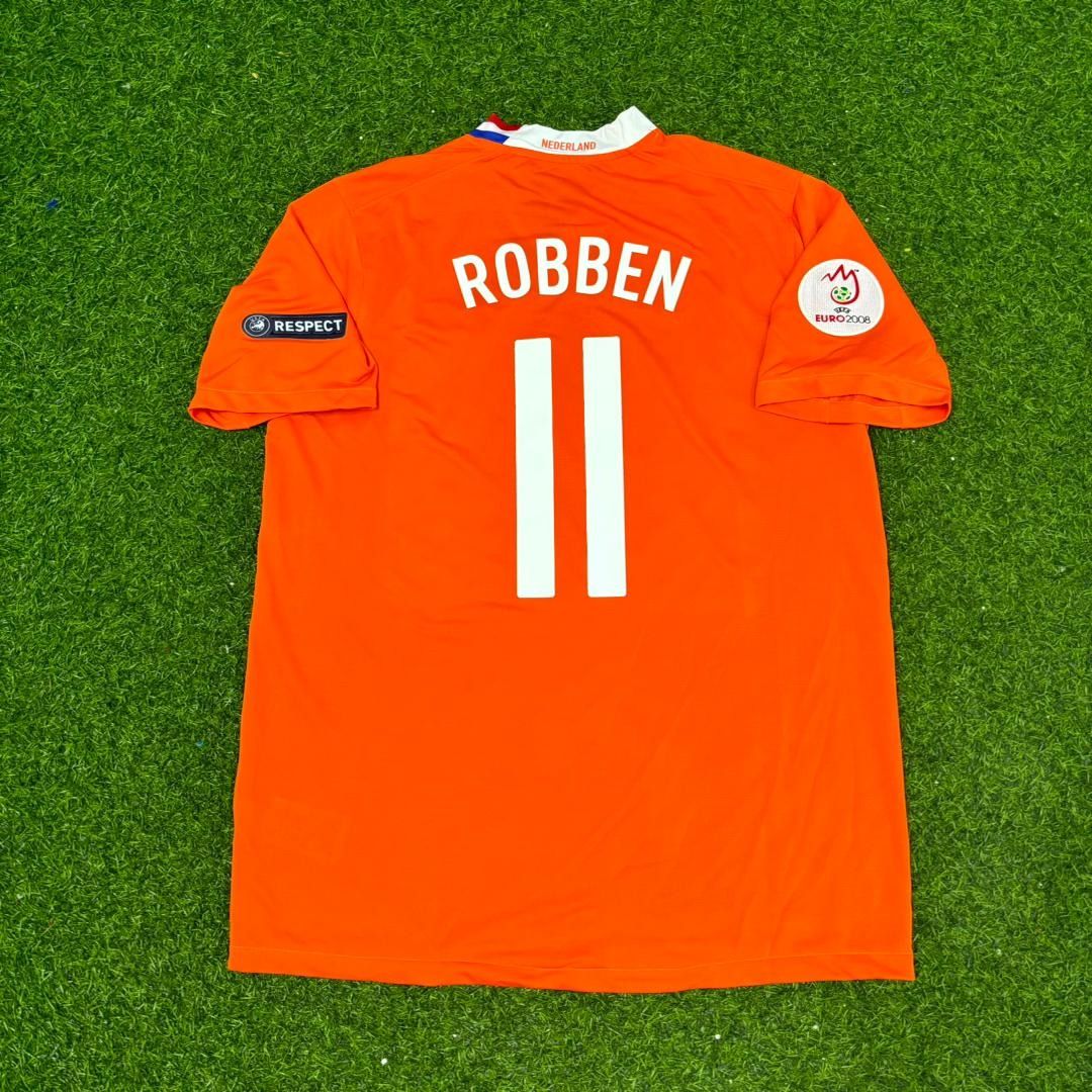 Netherlands EURO 2008 Arjen Robben Retro Home Football Jersey front view