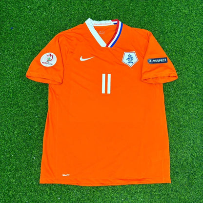 Netherlands EURO 2008 Arjen Robben Retro Home Football Jersey back view