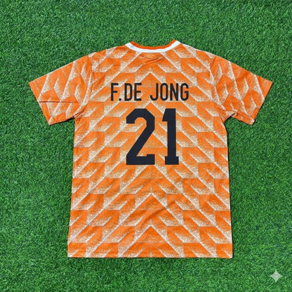 Netherlands Frenkie de Jong Retro Home Football Jersey front view