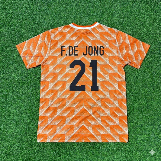 Netherlands Frenkie de Jong Retro Home Football Jersey front view