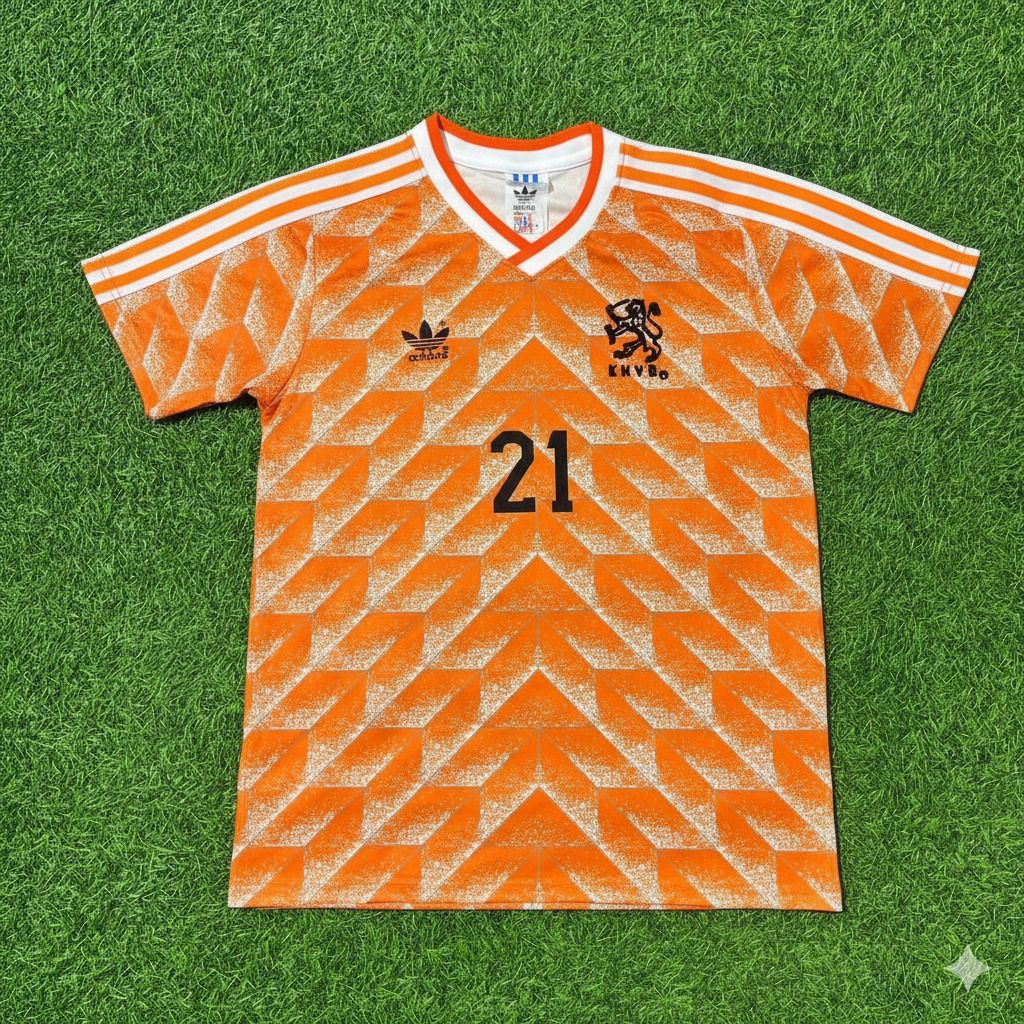 Netherlands Frenkie de Jong Retro Home Football Jersey back view