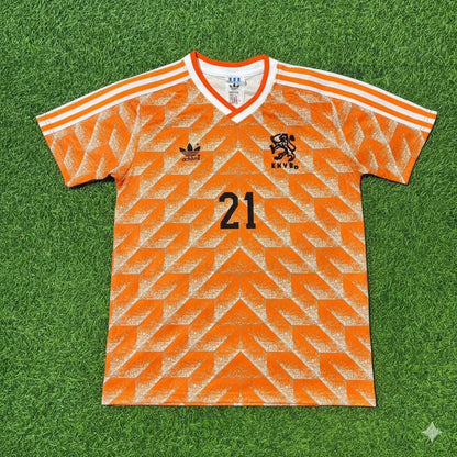 Netherlands Frenkie de Jong Retro Home Football Jersey back view