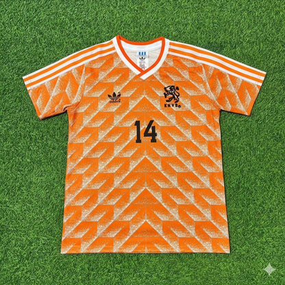 Netherlands Marc Overmars Retro Home Football Jersey back view
