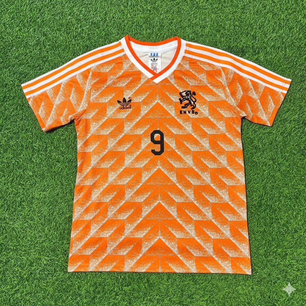 Netherlands Robin van Persie Retro Home Football Jersey back view