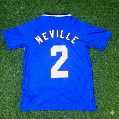Gary Neville Manchester United 1996/1997 Blue Retro Football Jersey Kit