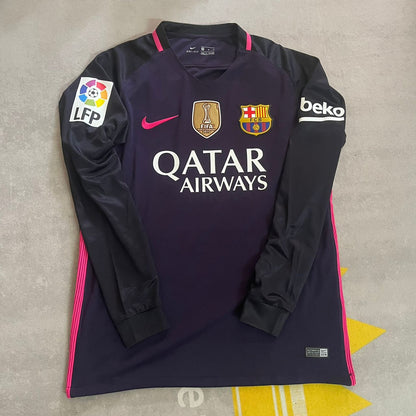Xavi Hernandez Barcelona 14/15 Retro Pink Printing Long Sleeve Football Jersey