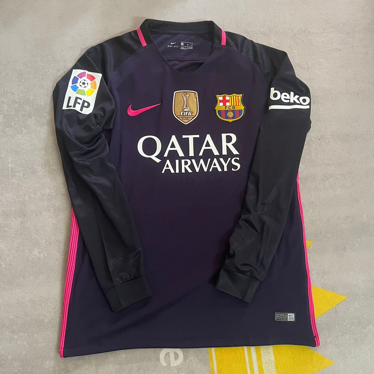 Barcelona Neymar Jr 14/15 Retro Pink Printing Long Sleeve Football Jersey