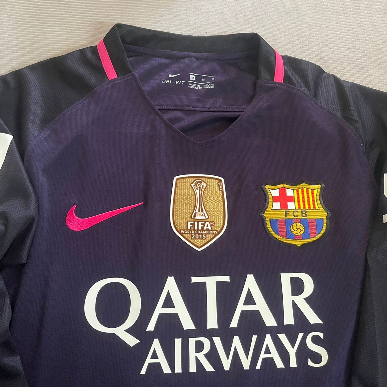 Barcelona Neymar Jr 14/15 Retro Pink Printing Long Sleeve Football Jersey