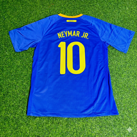 Brazil World Cup 2010 Neymar Jr. Retro Blue Football Jersey