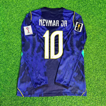 Brazil World Cup 2026 Neymar Jr #10 Long Sleeve Blue Away Jersey Trikot