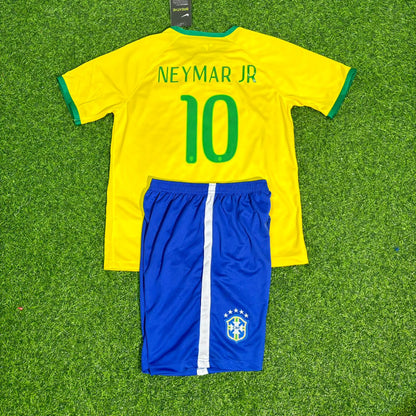 Brazil Neymar Jr. 10 2014 Retro Kids Football Jersey Kit