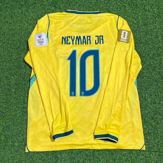 Brazil World Cup 2026 Neymar Jr #10 Long Sleeve Home Yellow Football Jersey