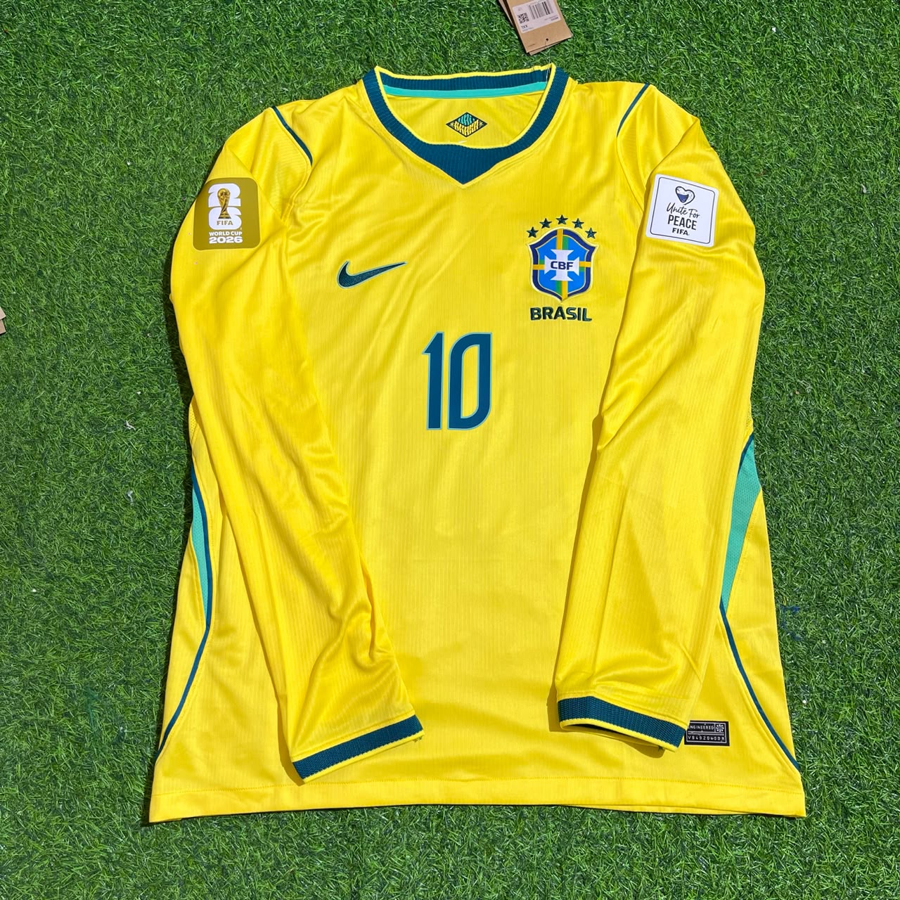 Brazil World Cup 2026 Neymar Jr #10 Long Sleeve Home Yellow Football Jersey