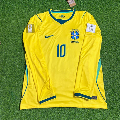Brazil World Cup 2026 Neymar Jr #10 Long Sleeve Home Yellow Football Jersey