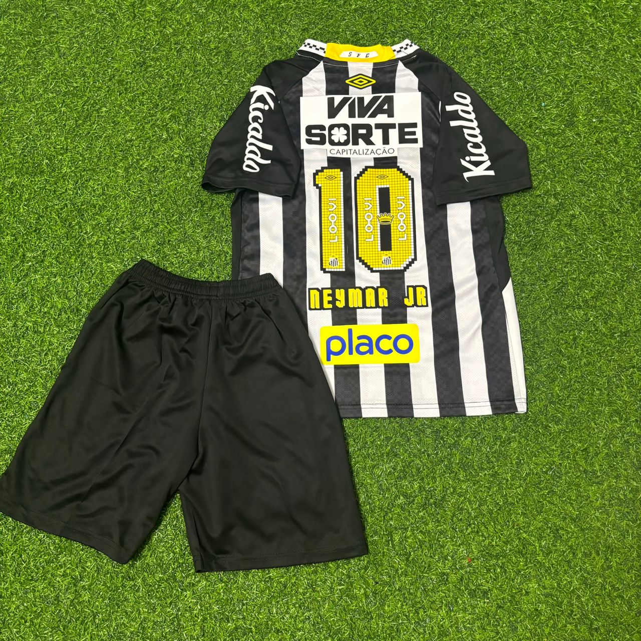 Santos Neymar Jr #10 Kids 2026 Black Soccer Jersey Trikot