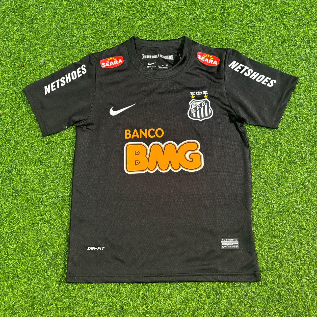 Santos Neymar Jr #11 Black Special Golden Font Kids Retro Football Jersey Kit