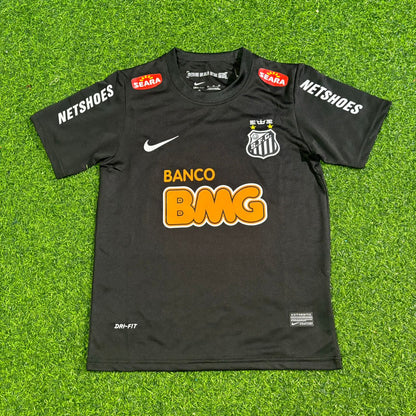 Santos Neymar Jr #11 Black Special Golden Font Kids Retro Football Jersey Kit