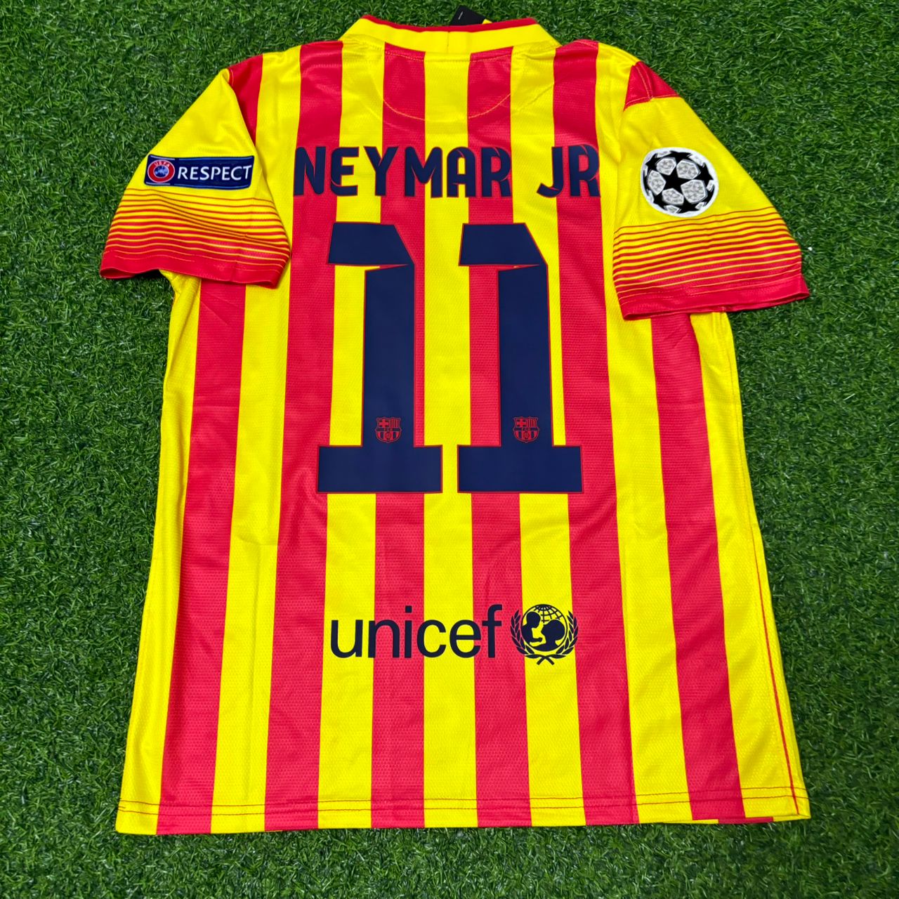Barcelona Neymar Jr. 11 - 2013/2014 Yellow Red Retro Football Jersey