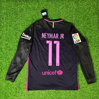 Barcelona Neymar Jr 14/15 Retro Pink Printing Long Sleeve Football Jersey