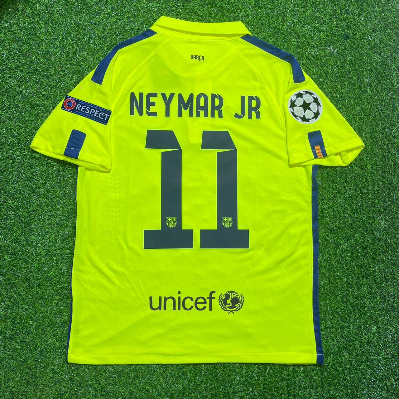 Barcelona Neymar Jr 14/15 Retro Yellow Football Jersey Soccer Shirt