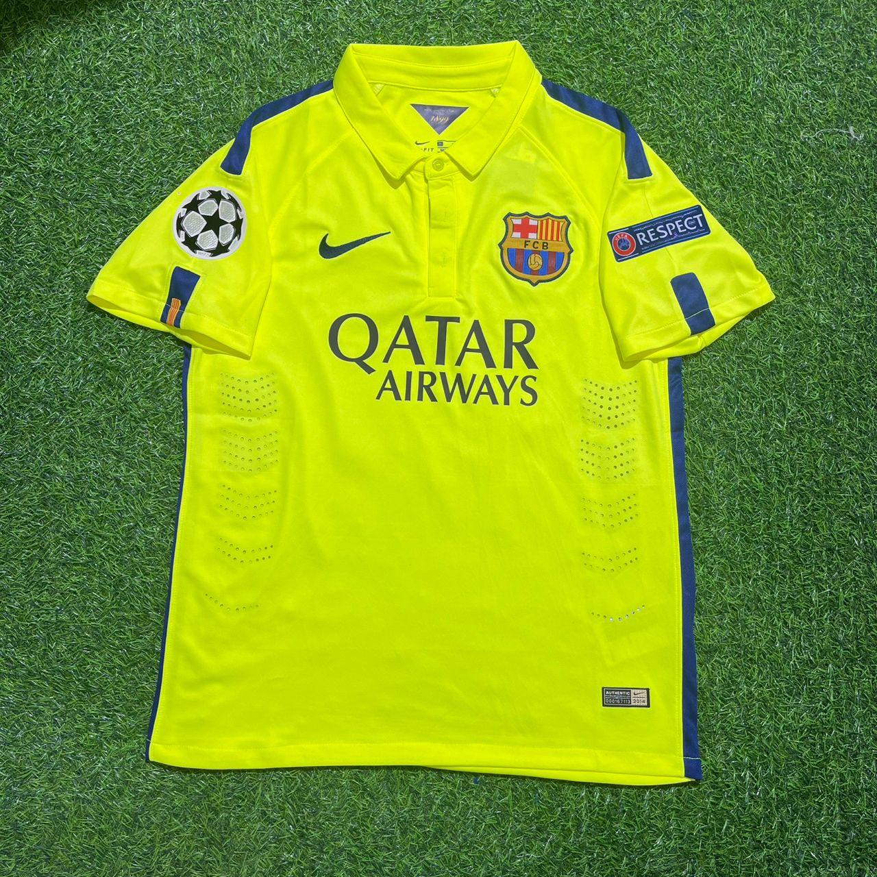Barcelona Neymar Jr 14/15 Retro Yellow Football Jersey Soccer Shirt