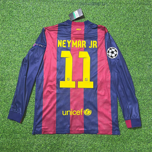 Maillot de football rétro à manches longues Barcelone Neymar Jr finale de la Ligue des Champions 2015 Berlin