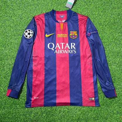 Barcelona Neymar Jr 2015 Champions League Final Berlin Long Sleeve Retro Football Jersey Kit