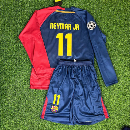 Neymar Jr Barcelona Retro Kids Football Jersey Kit
