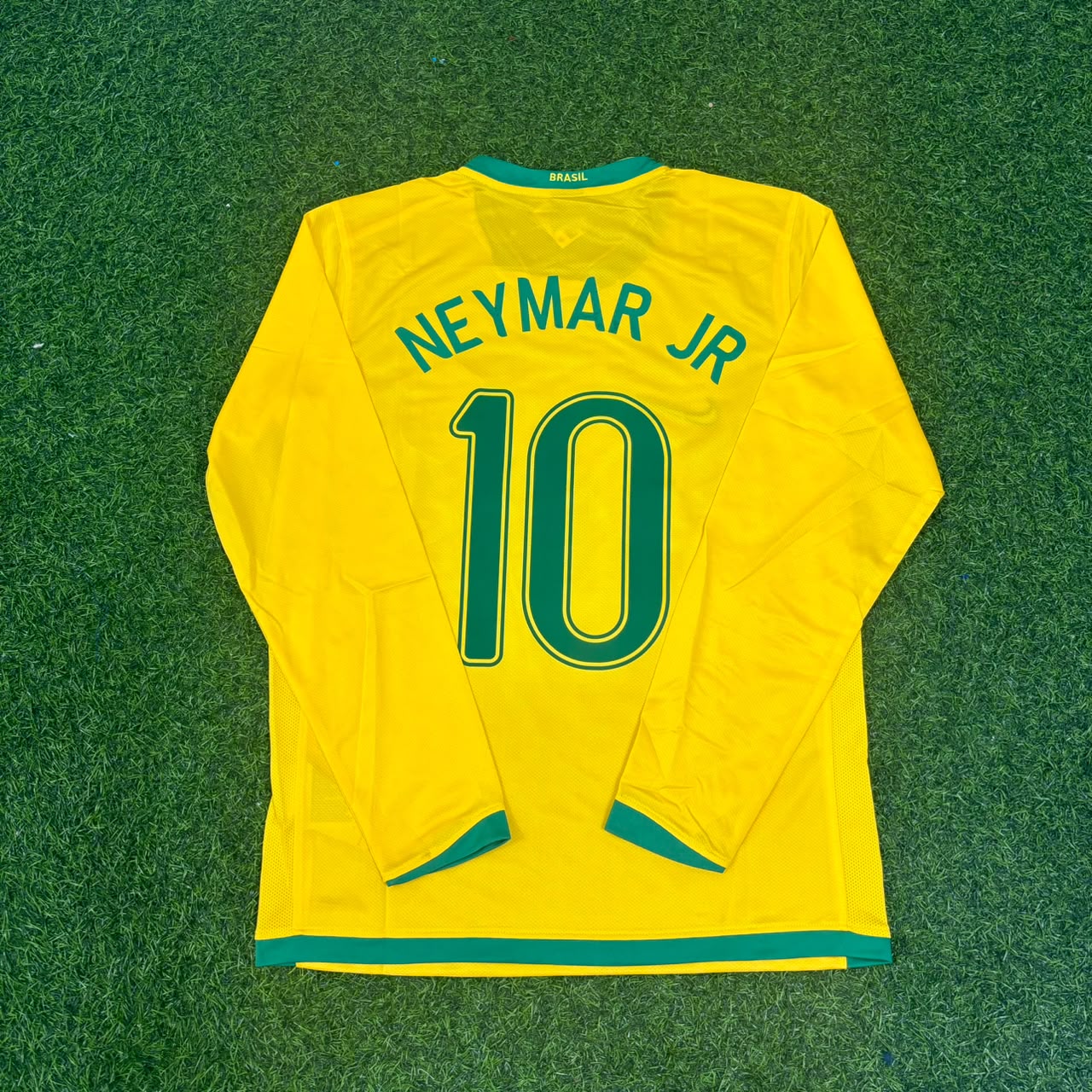 Brazil Neymar Jr. #10 Long Sleeve Retro Football Jersey
