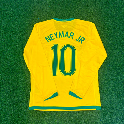 Brazil Neymar Jr. #10 Long Sleeve Retro Football Jersey
