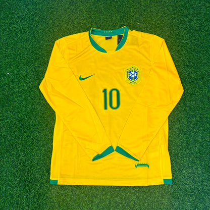 Brazil Neymar Jr. #10 Long Sleeve Retro Football Jersey