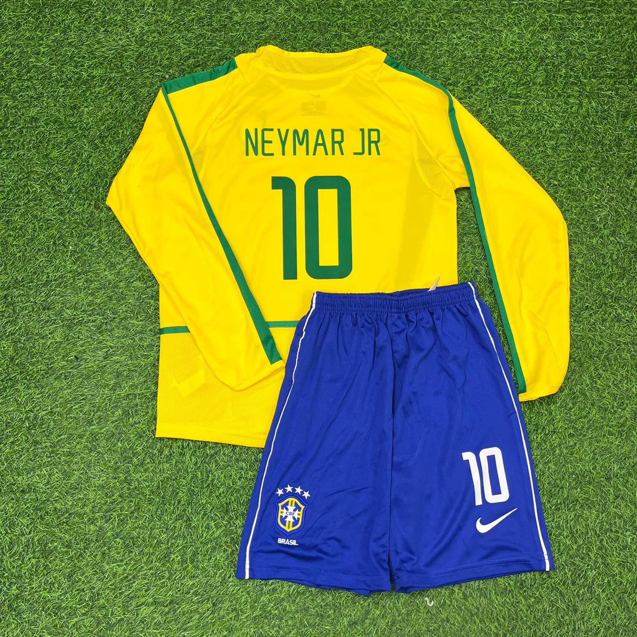 Brazil Neymar Jr Legendary Yellow Long Sleeve Retro Football Jersey
