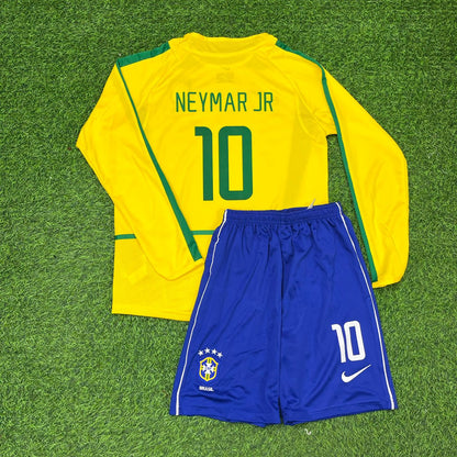 Brazil Neymar Jr Legendary Yellow Long Sleeve Retro Football Jersey
