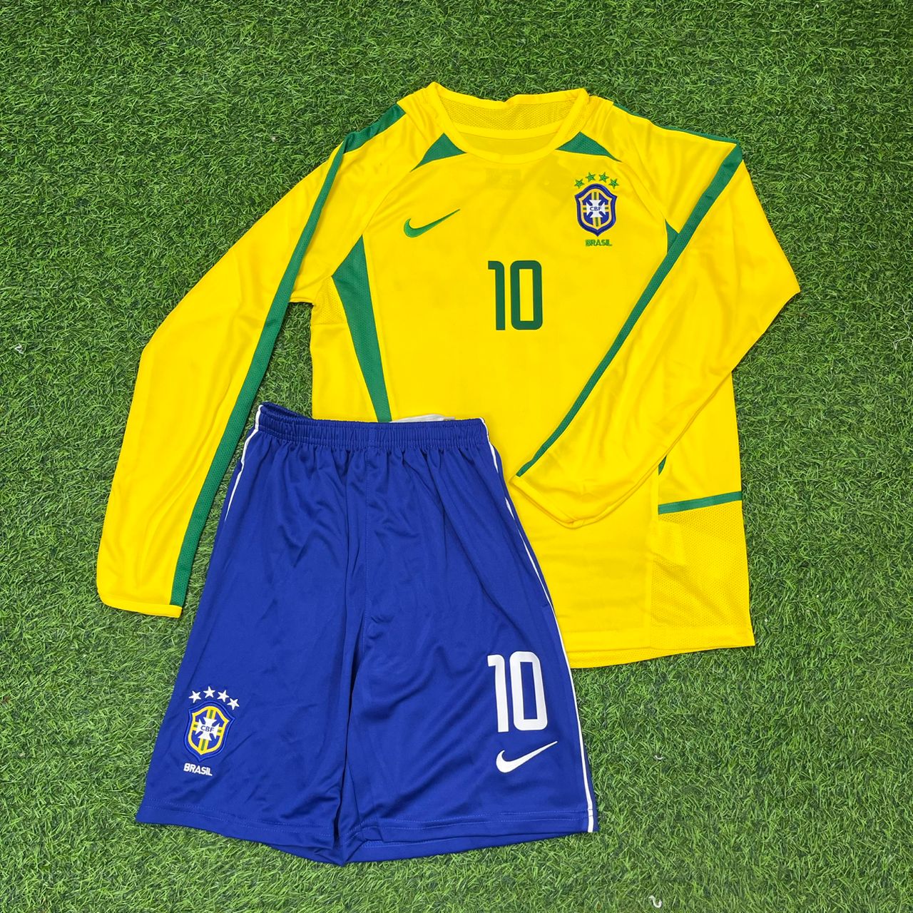 Brazil Neymar Jr Legendary Yellow Long Sleeve Retro Football Jersey