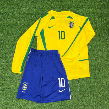 Brazil Neymar Jr Legendary Yellow Long Sleeve Retro Football Jersey