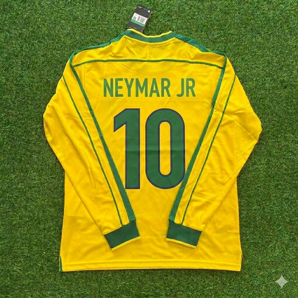 Brazil Neymar Jr. #10 - Long Sleeve Retro Football Kit Football Jersey