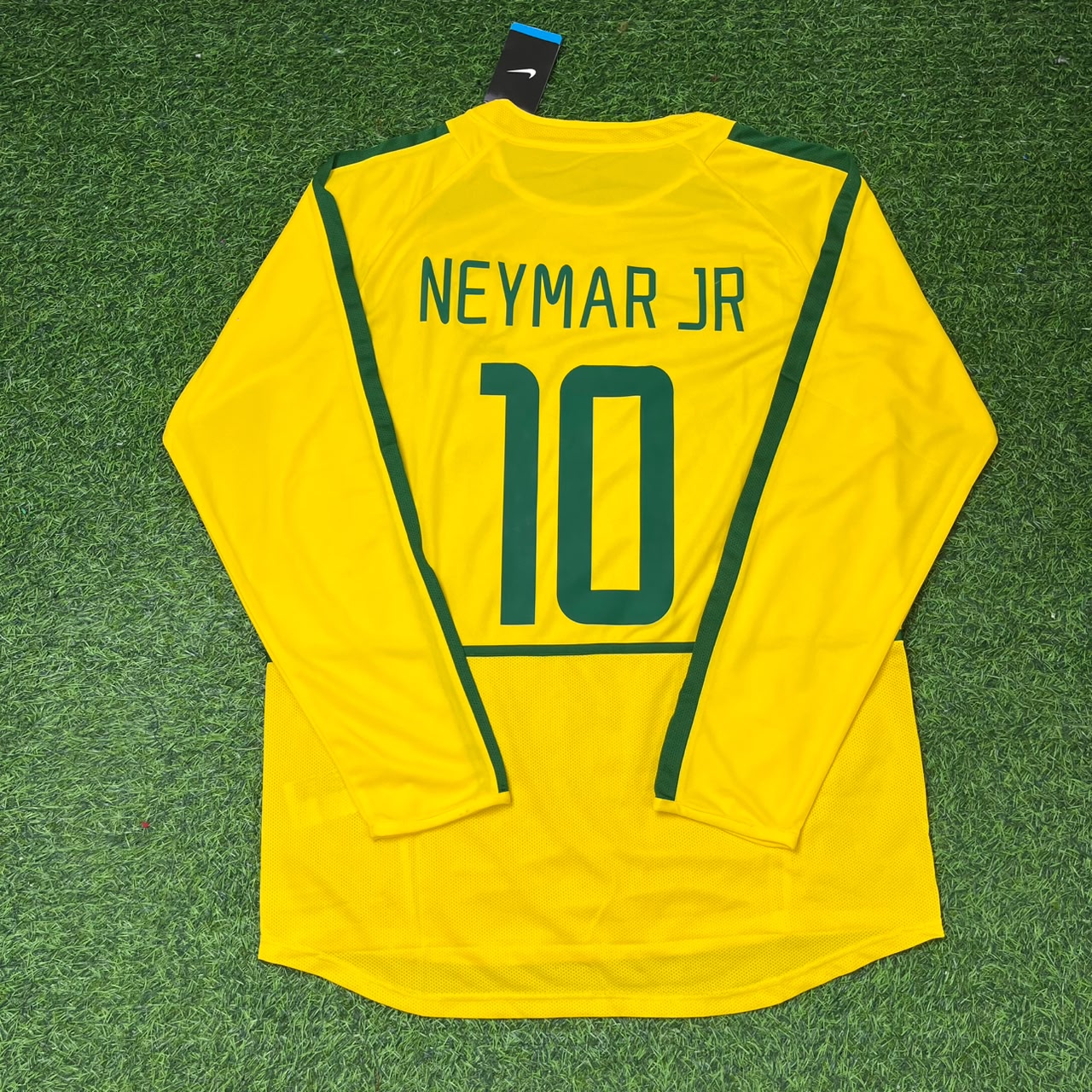 Brazil Neymar Jr Yellow Long Sleeve Retro Football Jersey