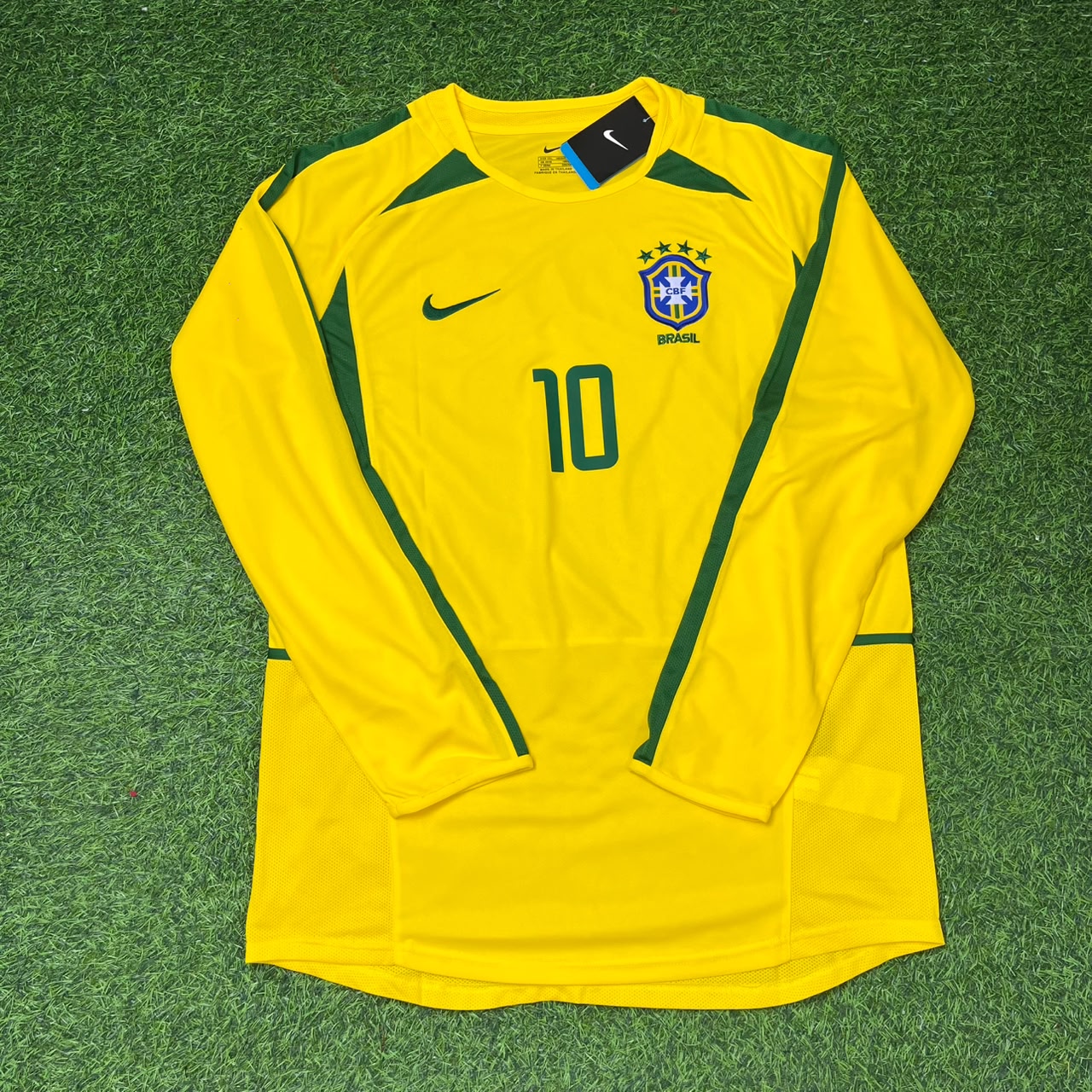 Brazil Neymar Jr Yellow Long Sleeve Retro Football Jersey