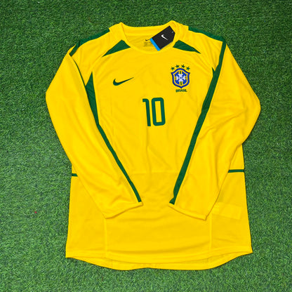 Brazil Neymar Jr Yellow Long Sleeve Retro Football Jersey