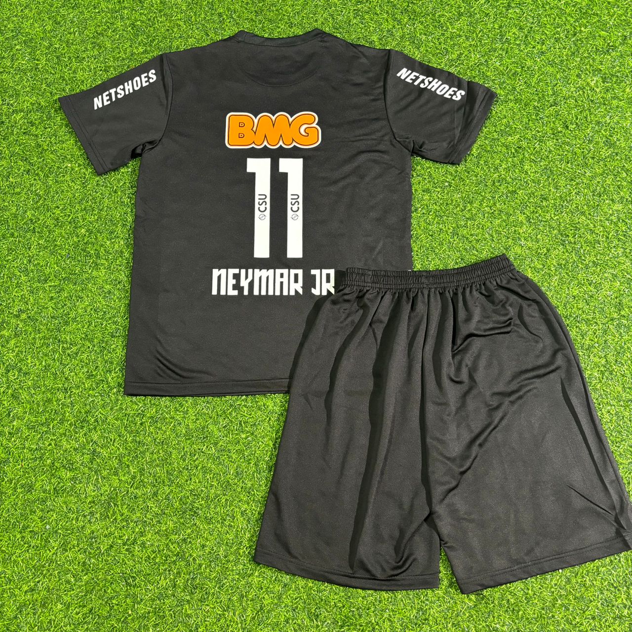 Santos Neymar Jr 2009-2013 Black Kids Retro Football Jersey