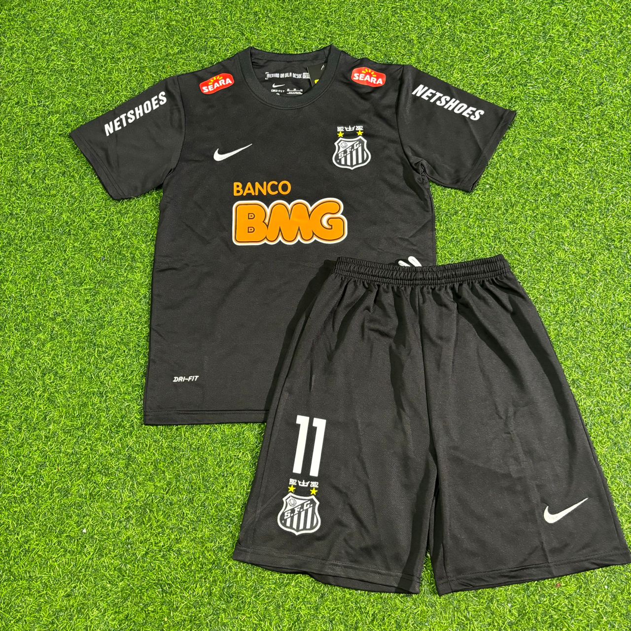 Santos Neymar Jr 2009-2013 Black Kids Retro Football Jersey