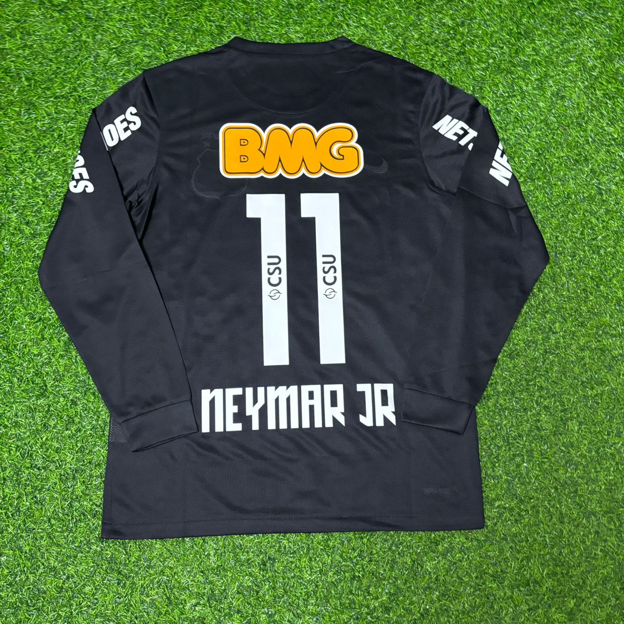 Santos Neymar Jr Black Long Sleeve Retro Football Jersey Kit
