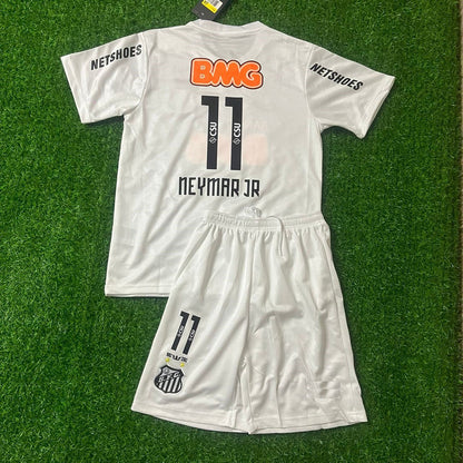 Neymar Jr Santos FC 2013 White Kids Retro Football Jersey Set 
