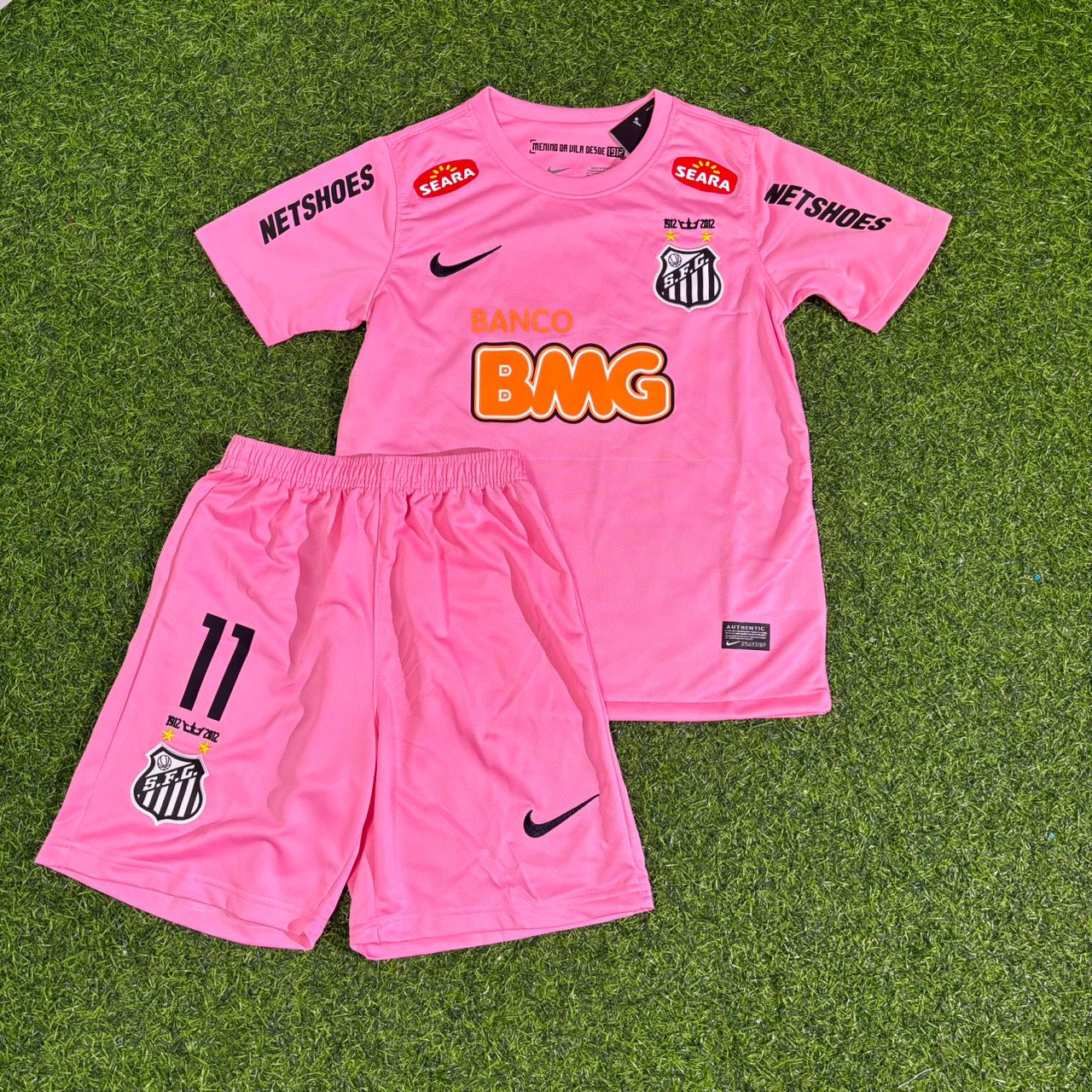 Santos FC Neymar Jr Kids Pink Retro Football Jersey