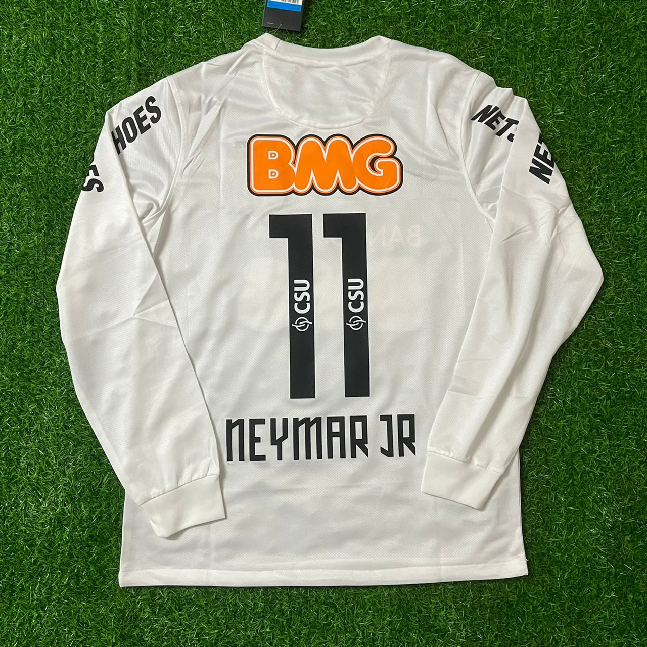Neymar Jr Santos FC White Retro Long Sleeve Football Jersey Trikot