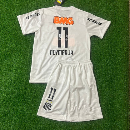 Neymar Jr Santos FC 2013 White Kids Retro Football Jersey Set 