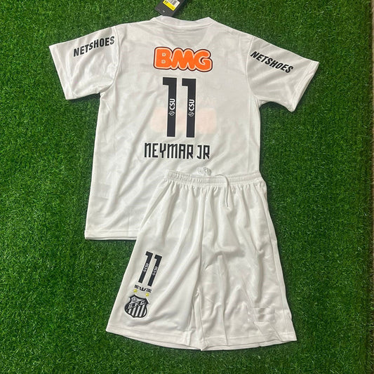 Neymar Jr Santos FC 2013 White Kids Retro Football Jersey Set 