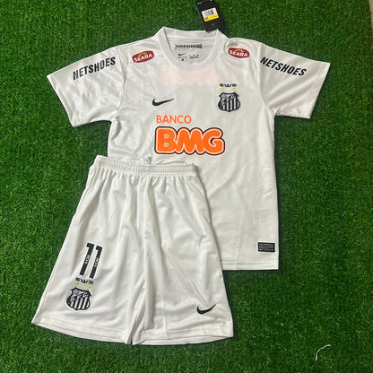 Santos FC Neymar Jr 2013 White Kids Retro Football Jersey Set