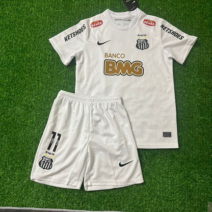 Santos FC Neymar Jr White Kid Children Set Retro Football Jersey Trikot